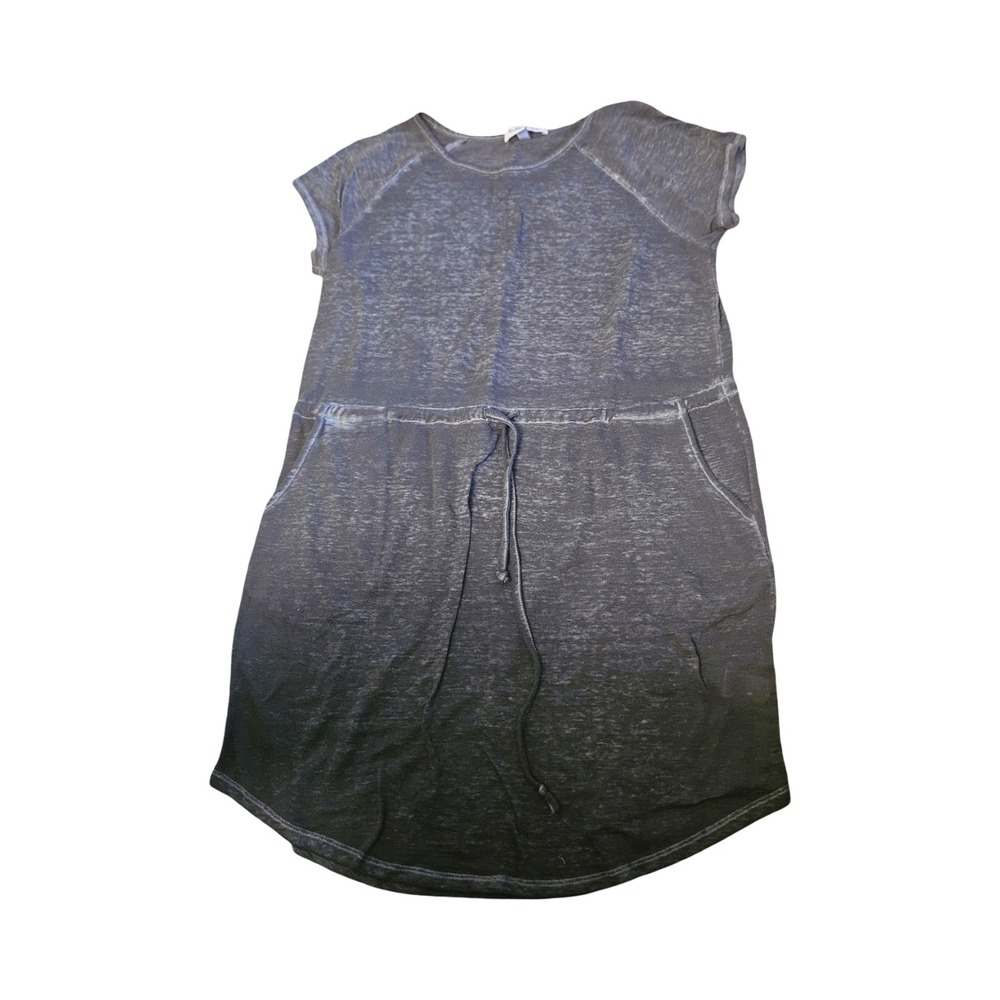 Harlow & Rose Womens Gray Burnout Knit Drawstring Waist Pocket Dress Large